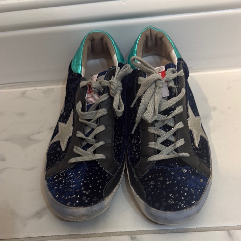 GG Glitter Star Sneakers - Blue and Silver